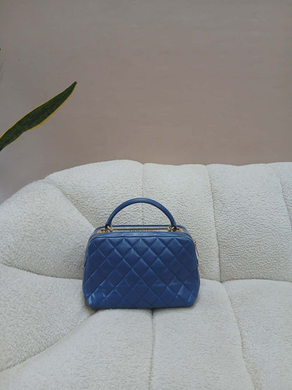 Chanel Quilted Trendy CC Bowler Bag Lambskin Blue Series 23