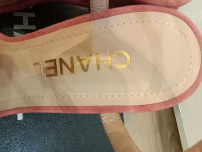 Chanel Sandals Pink Suede 36 1/2