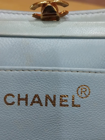Chanel Nano Kelly Shopper Vintage Aged Quilted Calfskin Turquoise Series 4
