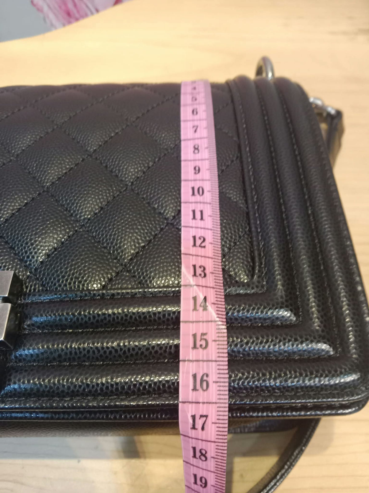 Chanel Boy Flap Black Caviar Old Medium Series 28