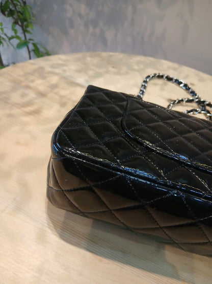 Chanel Classic Quilted Patent Double Flap Bag Black Medium Series 20