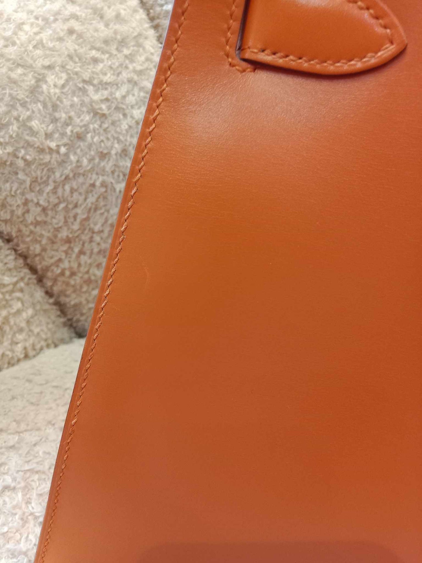 Hermes Kelly 28 Boxcalf Poppy Orange Stamp F Square