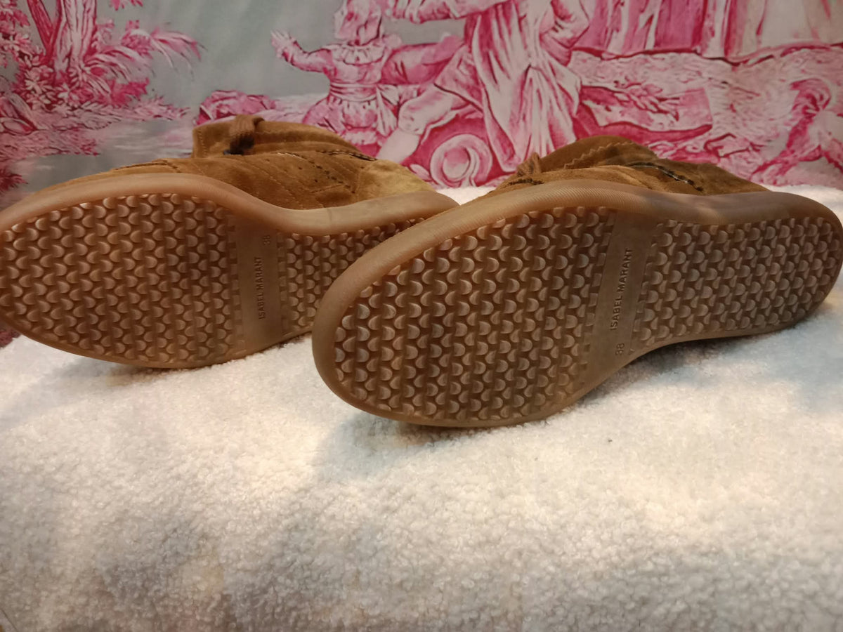 Isabel Marant Bobby Suede Sneaker Boots Brown/Caramel Size 38