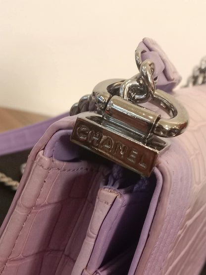 Chanel Boy Flap Wallet on Chain Crocodile Lavender Series 20