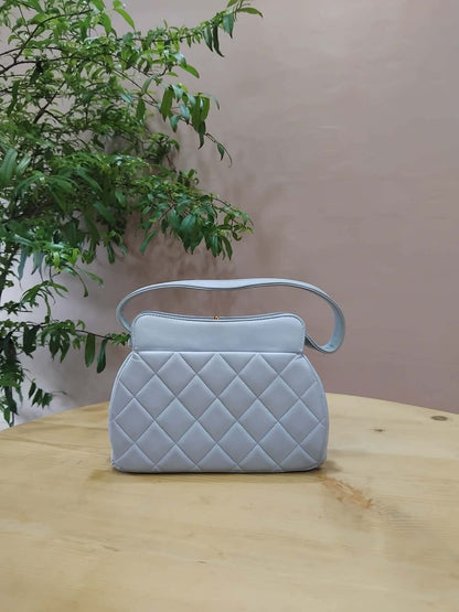 Chanel Nano Kelly Shopper Vintage Aged Quilted Calfskin Turquoise Series 4