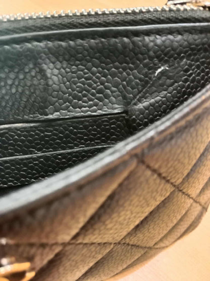 Chanel Black Quilted Caviar Leather Zip Pouch Series 25