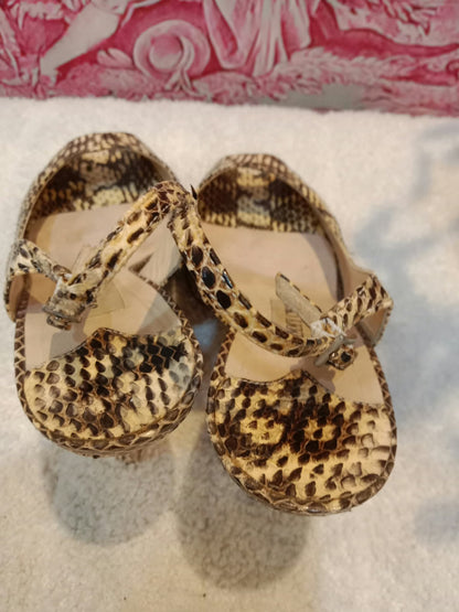 Jimmy Choo Python-Embossed Open-Toe Slingback Pumps Size 35
