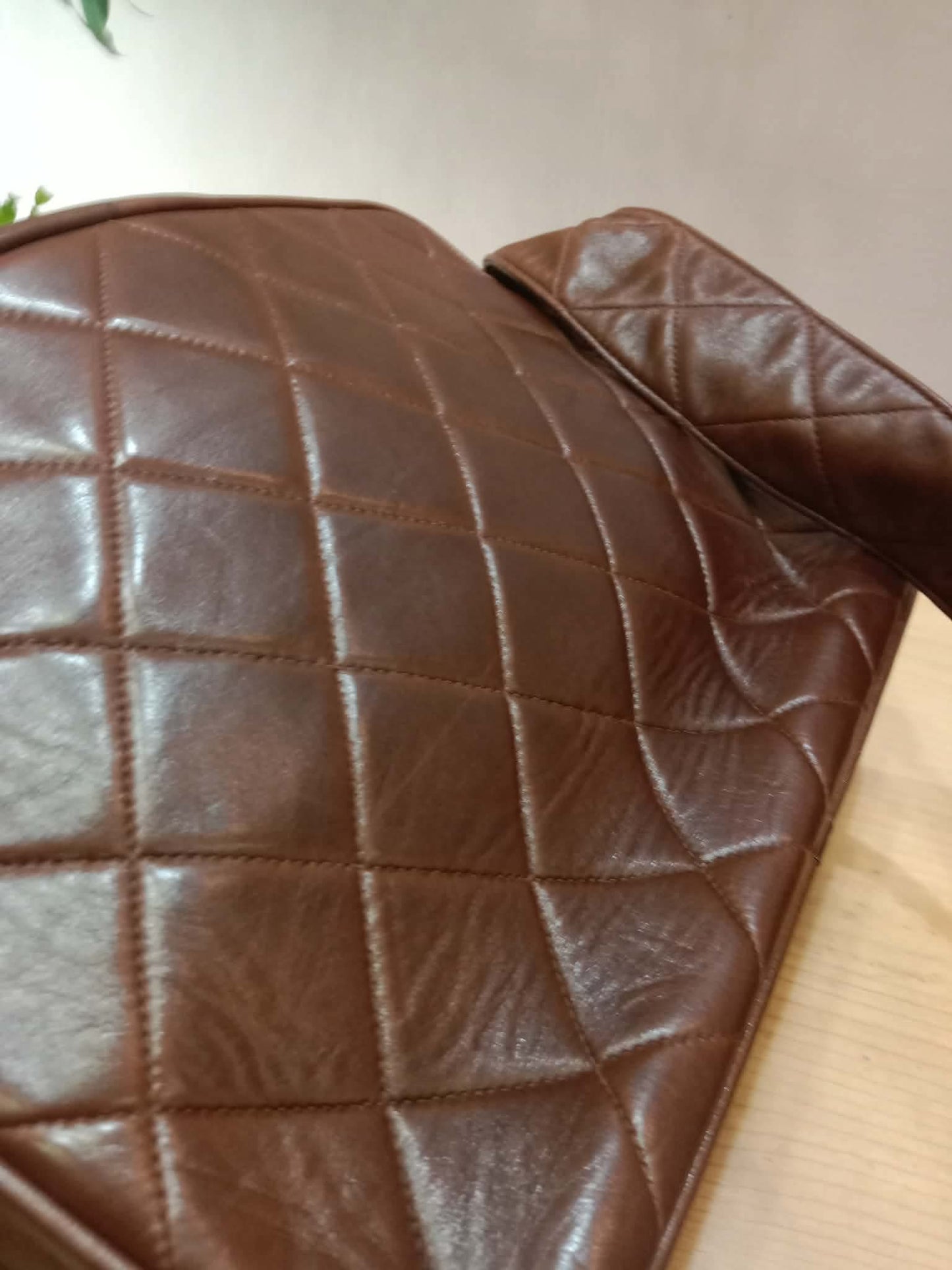 Chanel Shoulder Bag Embossed CC Logo Vintage Chocolate Brown