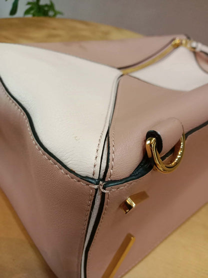 Loewe Suede Puzzle Bag Tricolor Blush Pink Medium