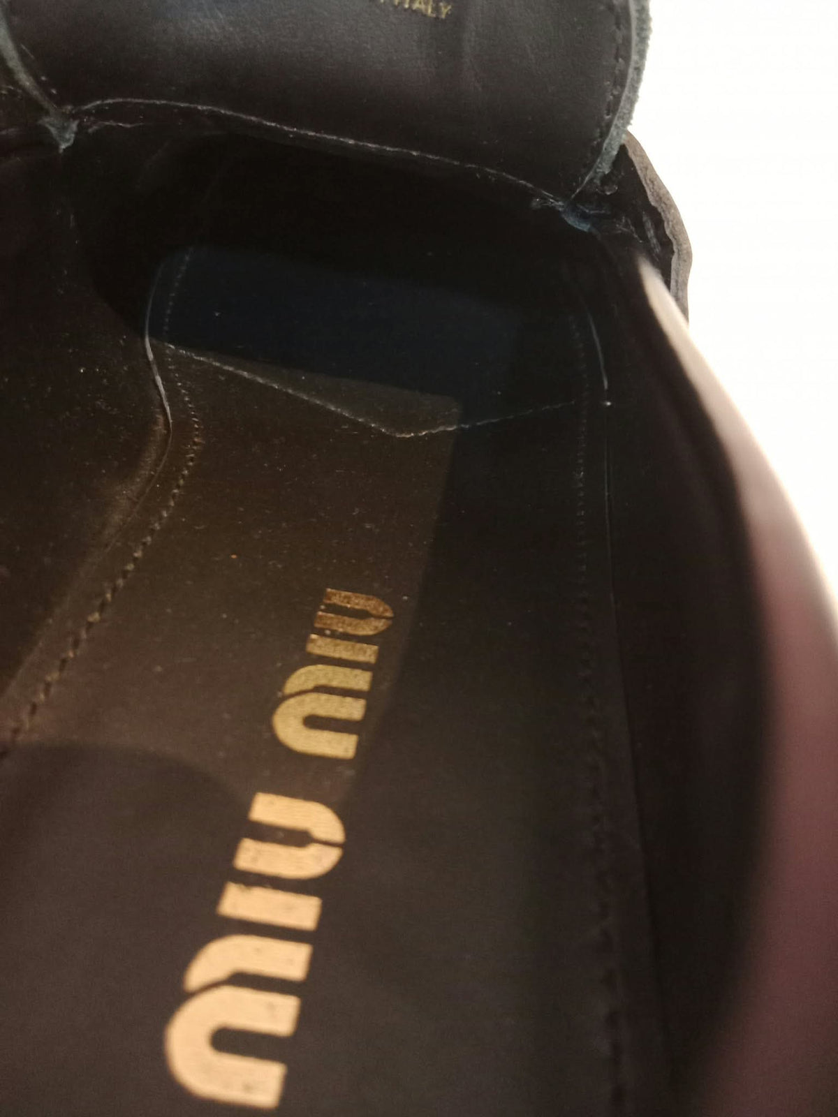 Miu Miu Brushed Penny Loafers Leather Black Size 35