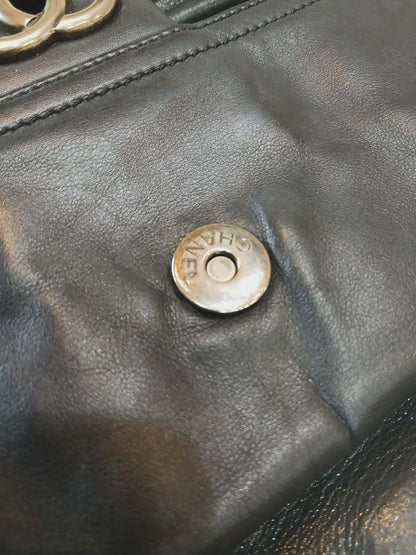 Chanel Square Double Flap Lambskin Dark Gray Series 15