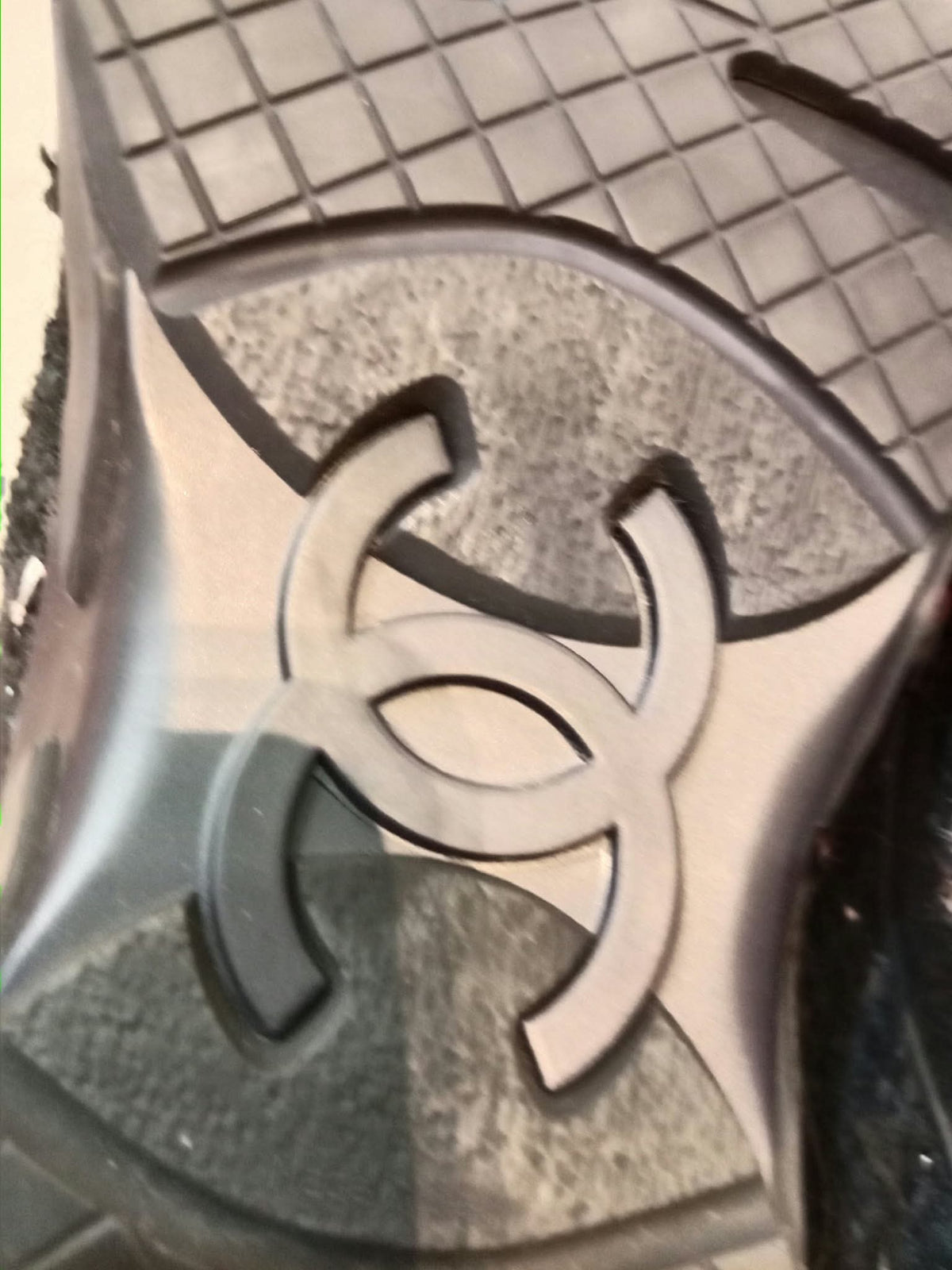 Chanel Tweed Sneakers Silver CC Logo 39 1/2