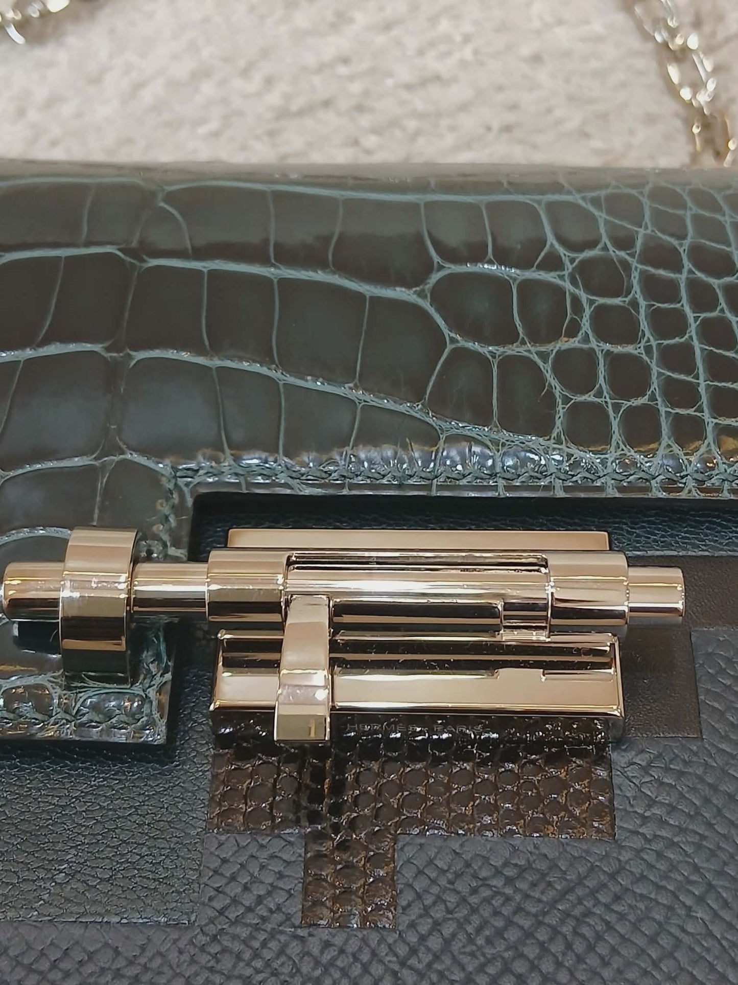 Hermes Sac Verrou Touch Chaine Mini Marquete Cypress Noir Stamp Y 2020