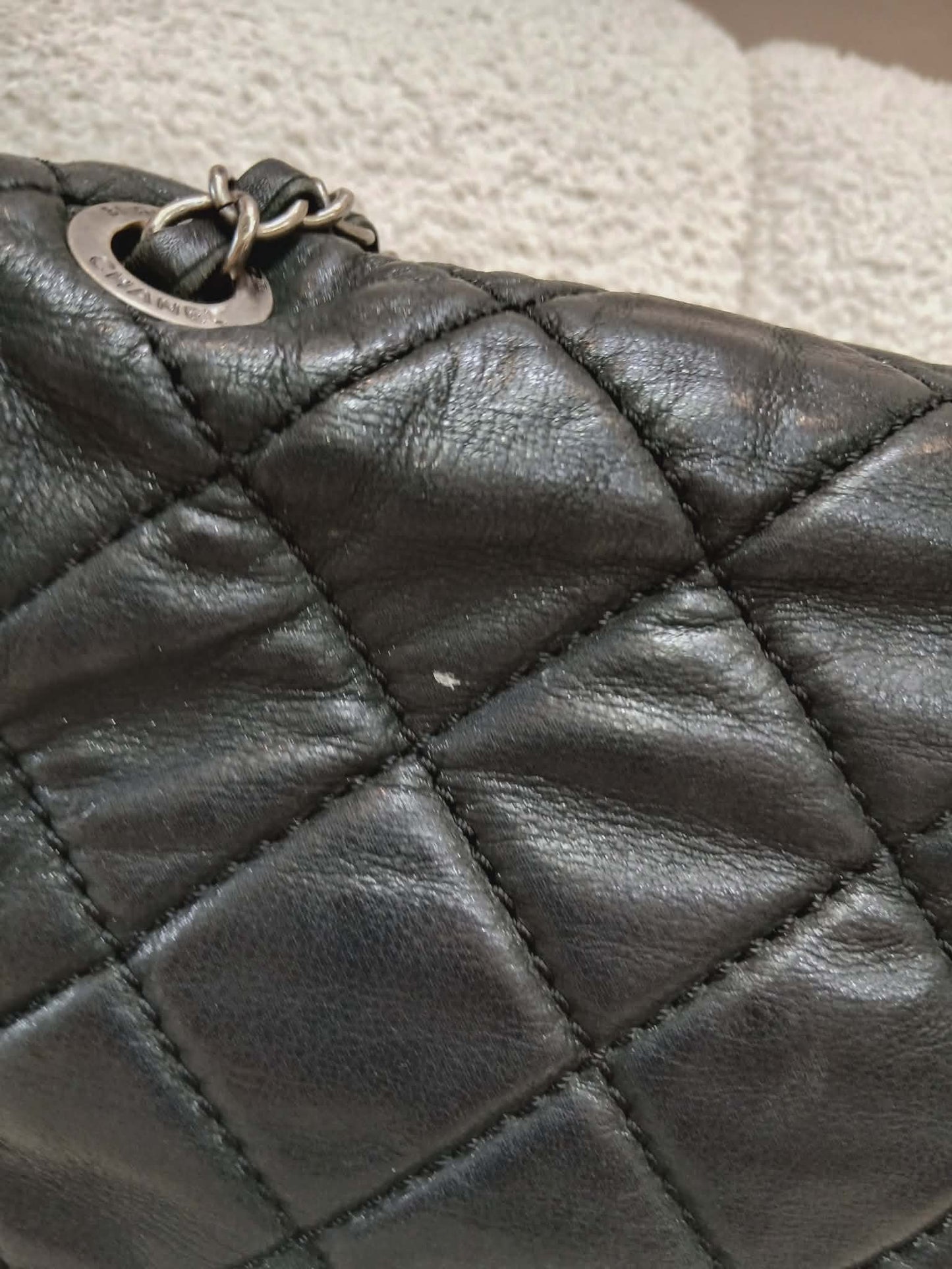Chanel Square Double Flap Lambskin Dark Gray Series 15