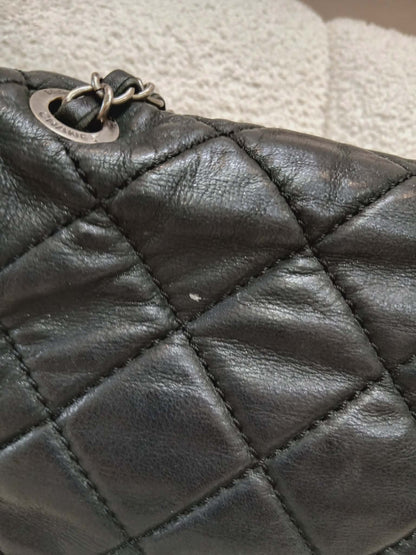 Chanel Square Double Flap Lambskin Dark Gray Series 15