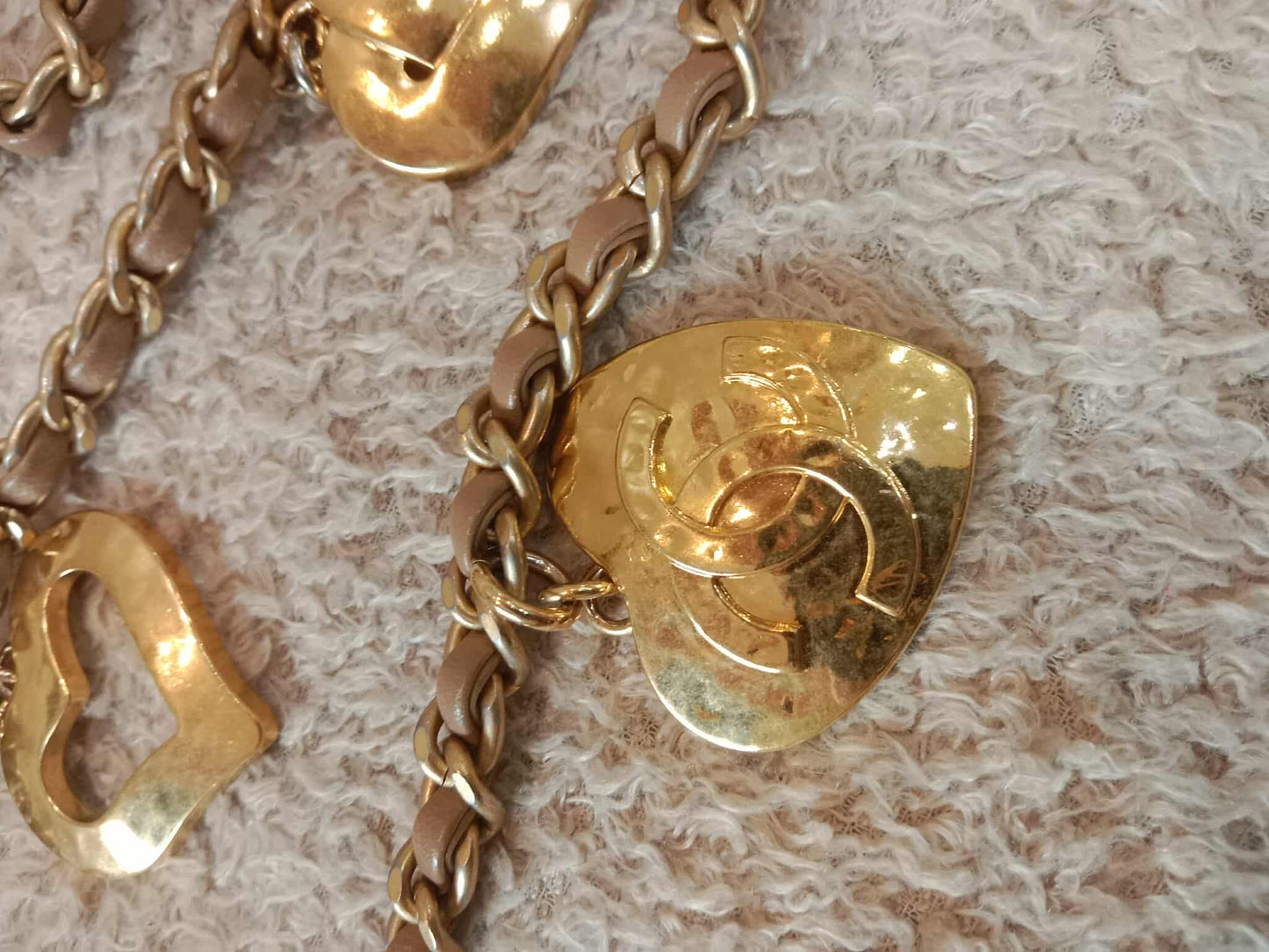 Chanel Seasonal Flap Heart Charms Beige Microchipped