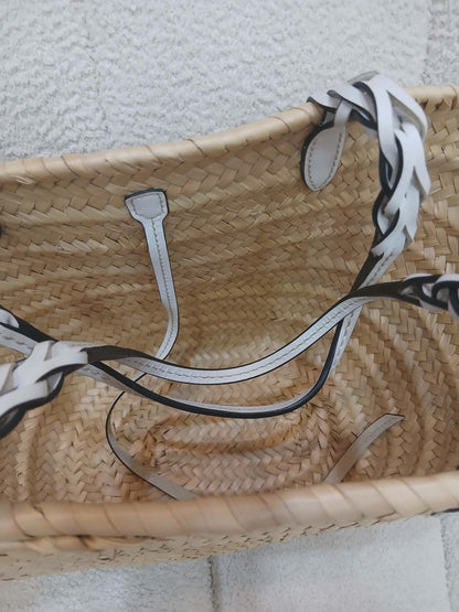 Prada Raffia Tote Bag White