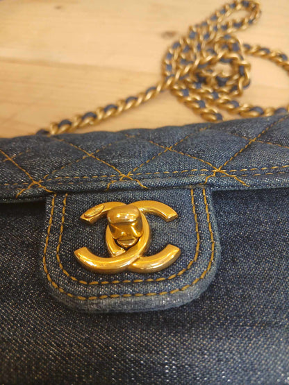 Chanel Denim Mini Flap Bag Microchipped