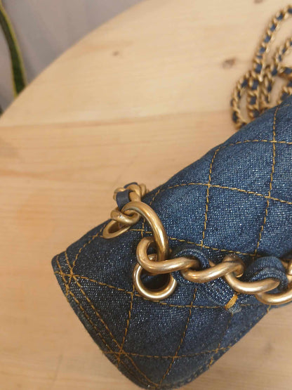Chanel Denim Mini Flap Bag Microchipped