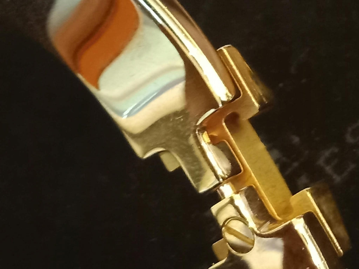 Hermes Clic H Bangle Bracelet Enamel Etoupe PM