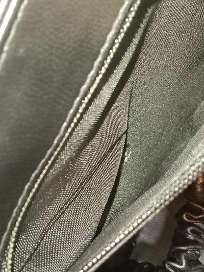Chanel Vanity Black Leather Stitched Cosmetic Beauty Bag Series 2
