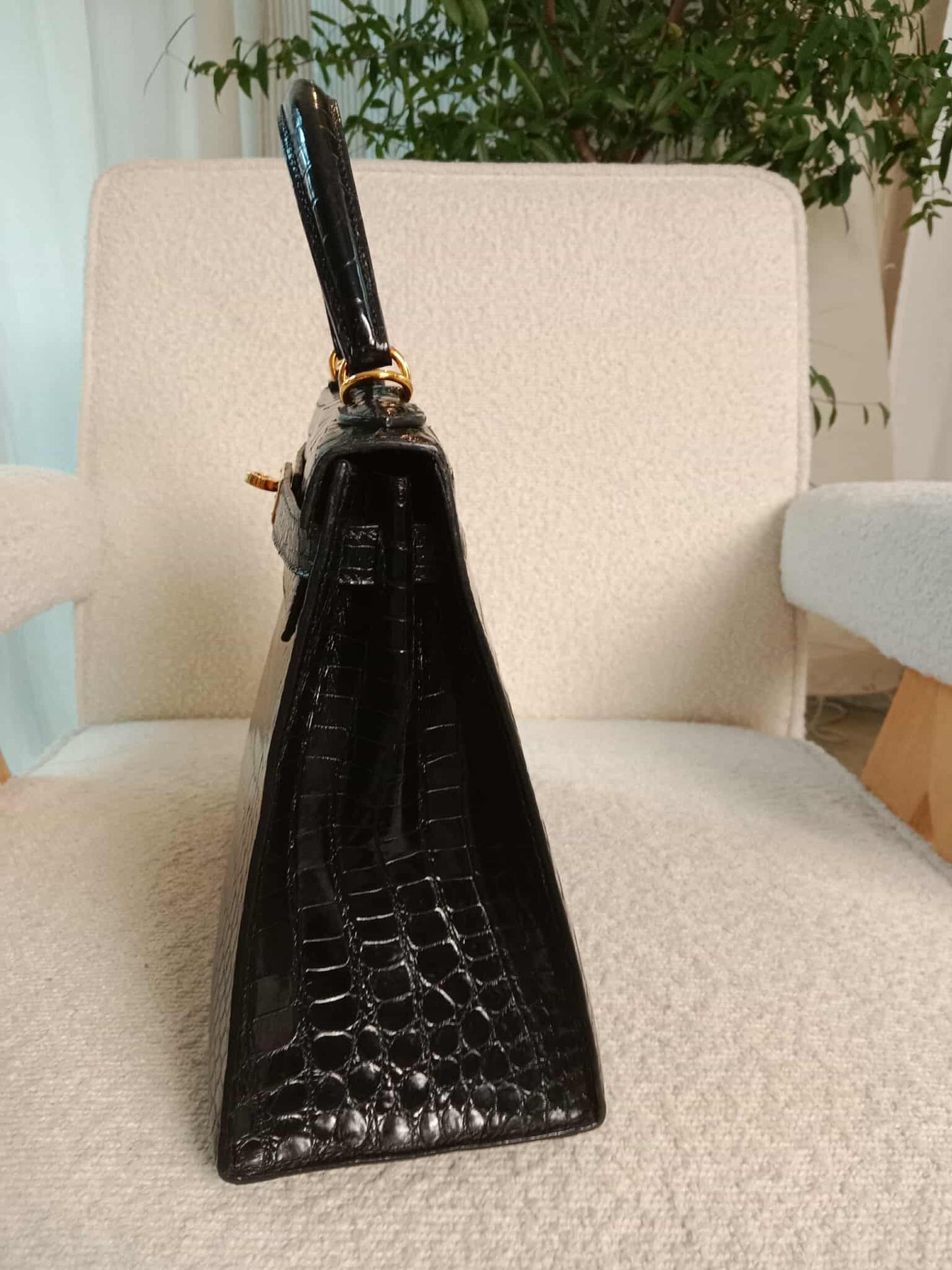 Hermes Kelly 28 Crocodile Noir Stamp S Circle 1989