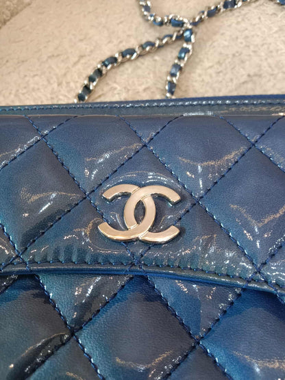 Chanel Blue Quilted Patent Leather Camera Bag Blue Series 20
