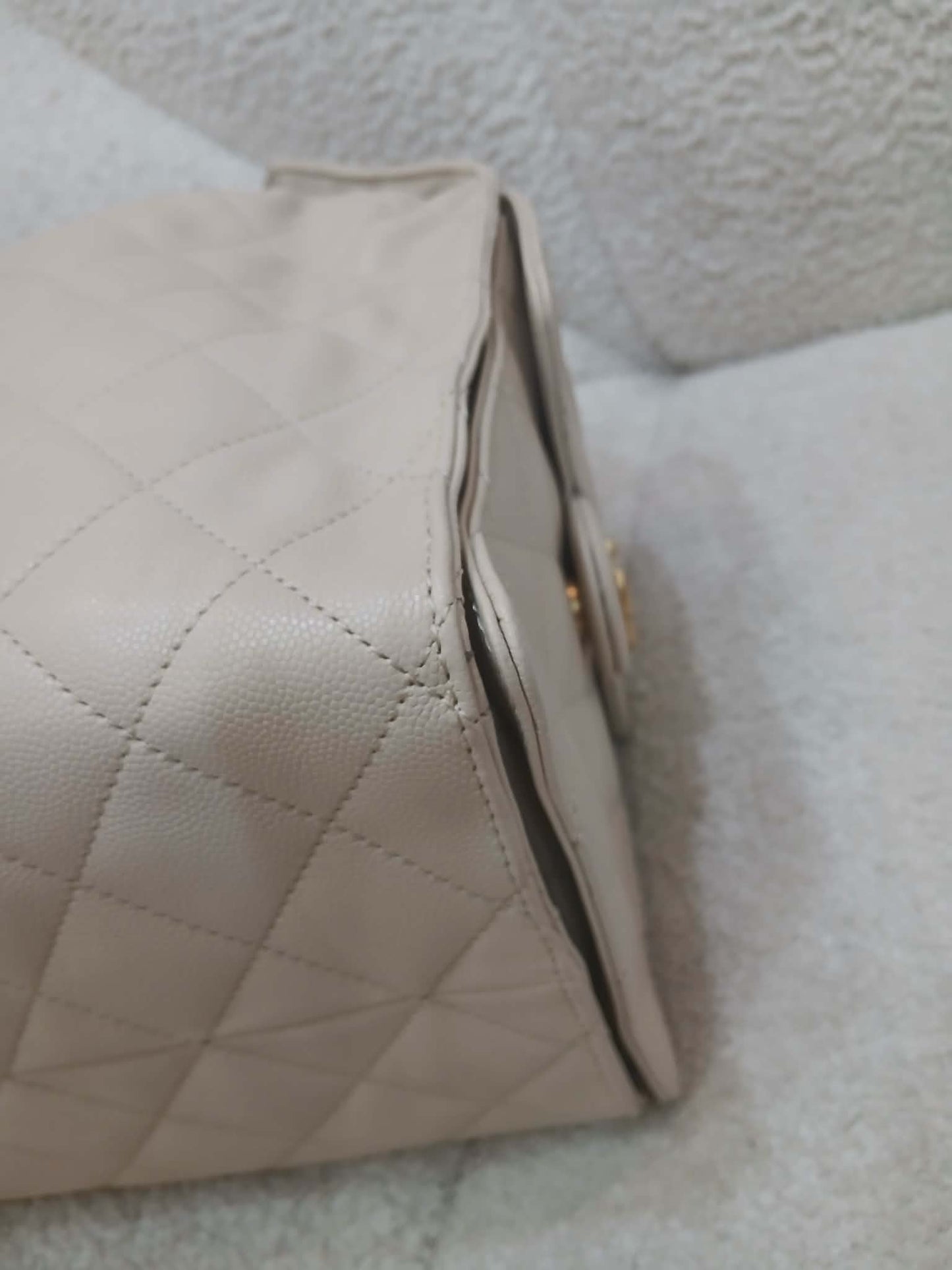 Chanel 25 Beige Caviar Medium Microchipped