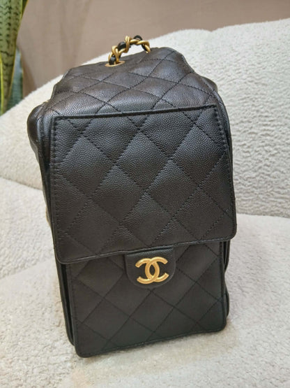 Chanel 25 Black Caviar Microchipped Fullset