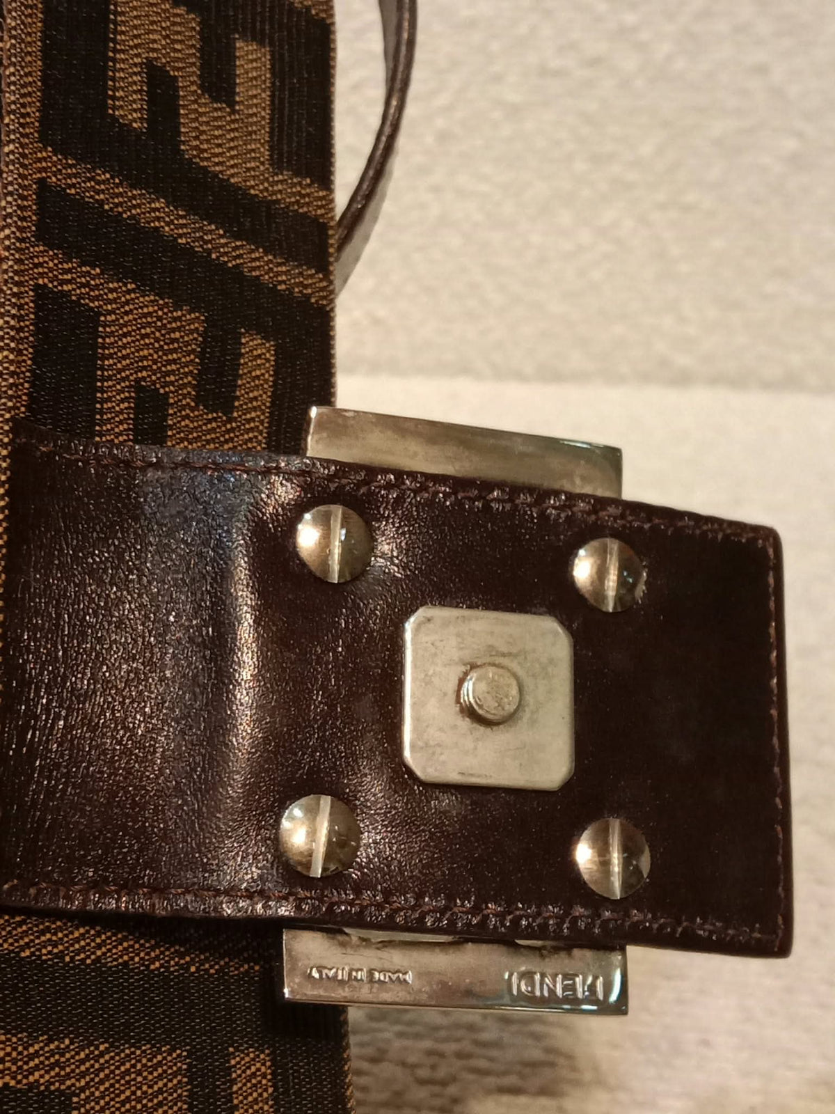 Fendi Zucca Baguette Canvas Shoulder Bag Brown