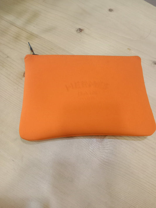 Hermes Neoprene Bain Orange Pouch