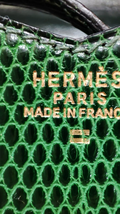 Hermes Lizard Green Vintage Bag Stamp O Circle 1985