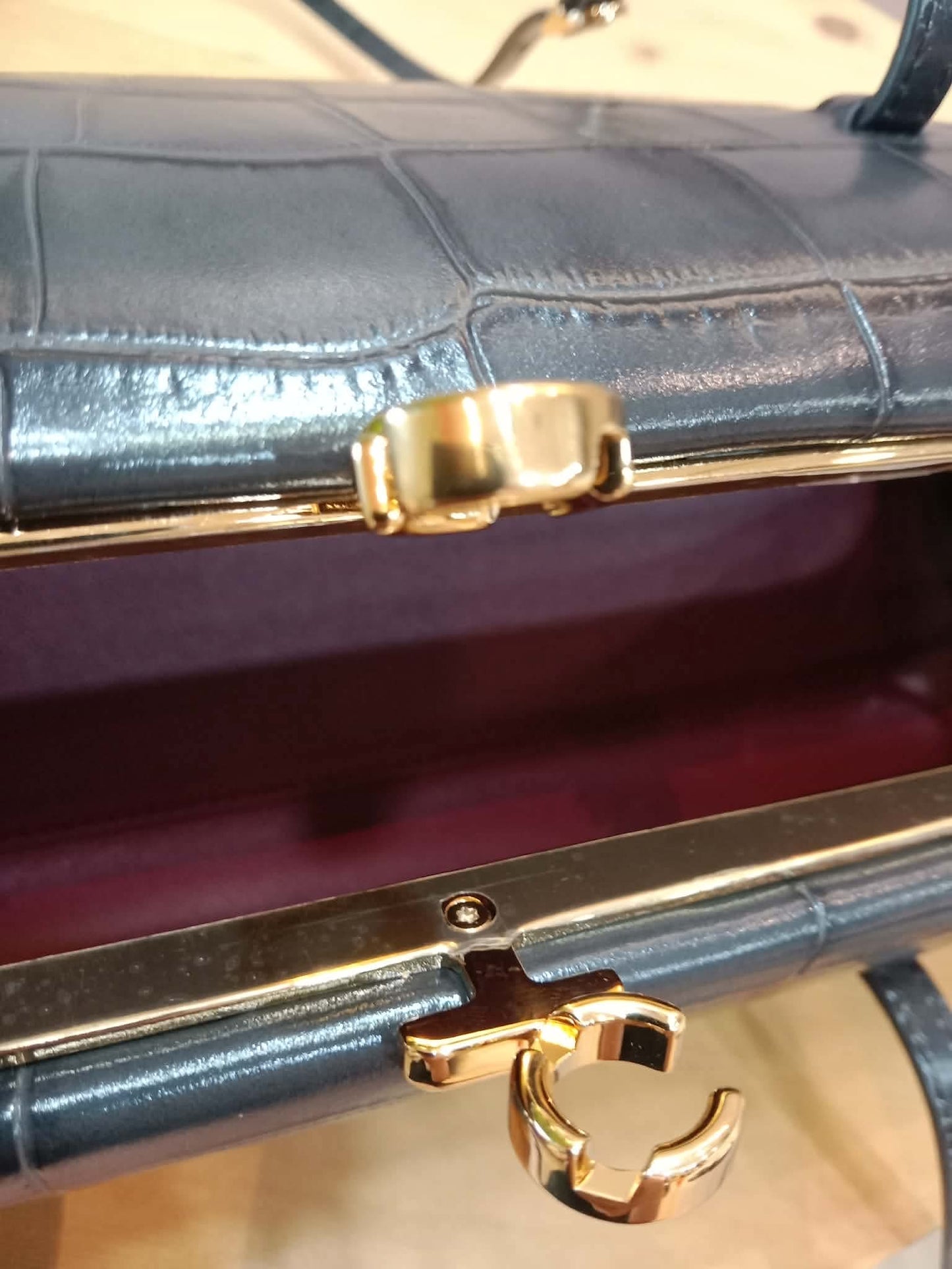 Chanel Crocodile Embossed Calfskin Clutch with Leather Strap Microchipped