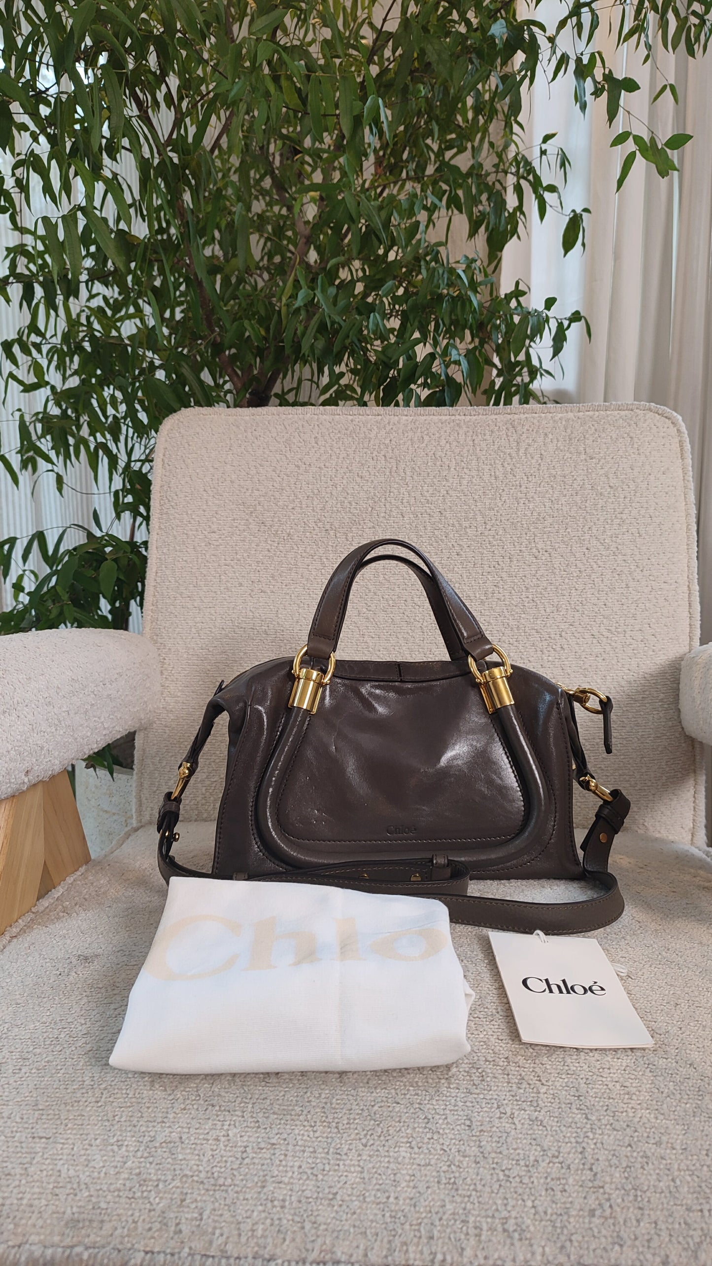 Chloe Small Double Carry Flannel Gray Bag