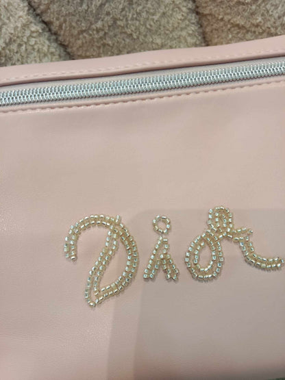 Dior Logo Beads Cosmetic Novelty Pouch Light Pink