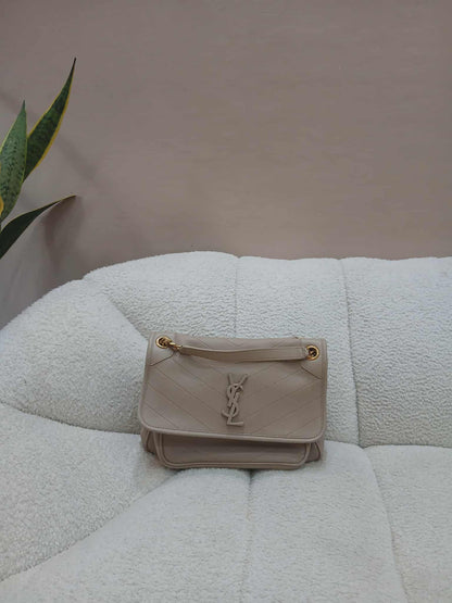 Saint Laurent Niki Leather Beige Bag