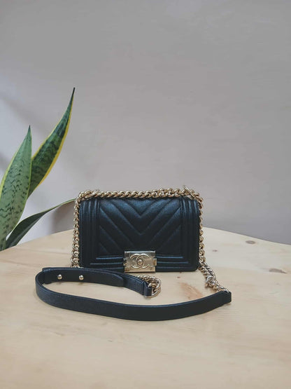 Chanel Leboy Chevron Caviar Small Black Series 29