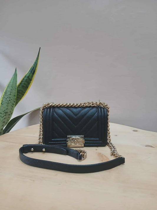 Chanel Leboy Chevron Caviar Small Black Series 29