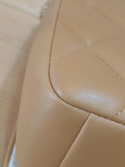 Chanel Diamond CC Chain Brown Caramel Lambskin Flap Bag Series 18