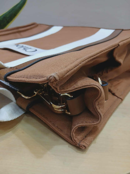 Chloe Sac A Langer Mother's Tote Handbag Canvas/Leather Crimson