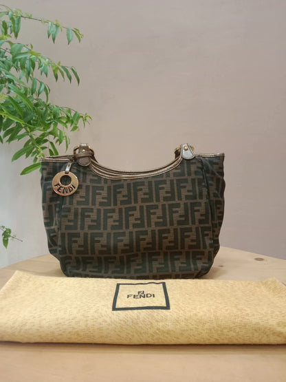 Fendi Zucca Canvas Trim Chef Shopper Tote Bag Brown