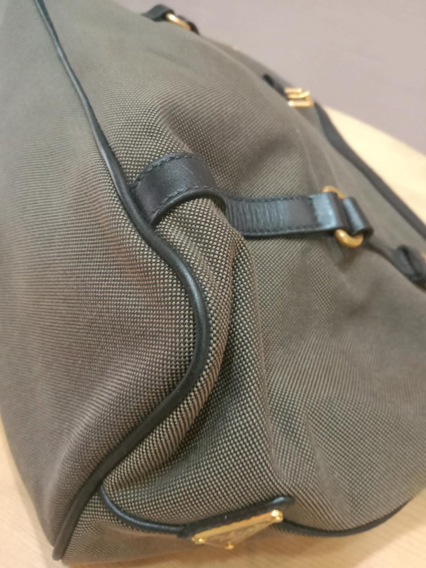 Prada Logo Jacquard Tote Corda Bruciato