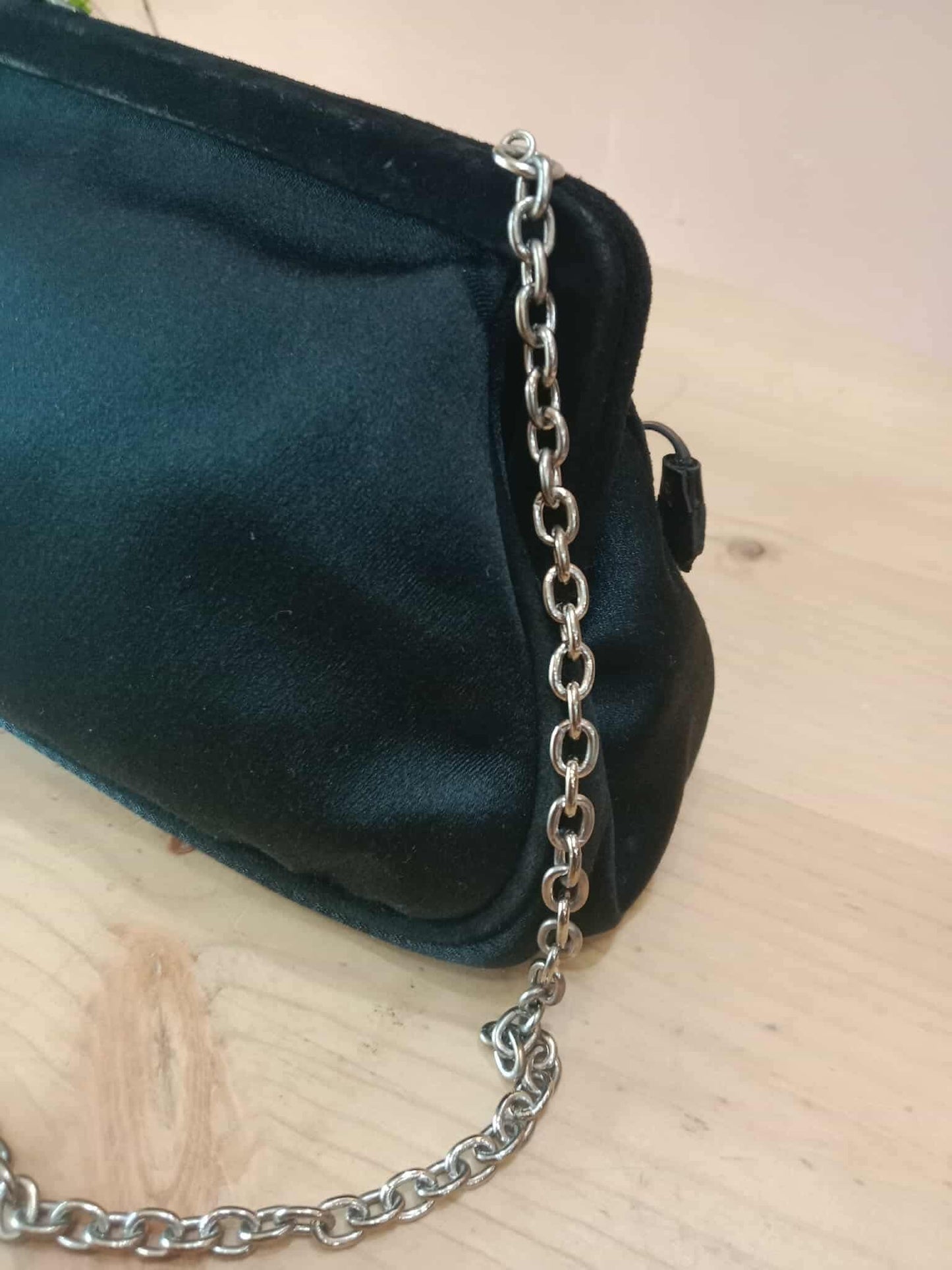 Prada Black Satin Raso Chic Kisslock Eastwest Bag
