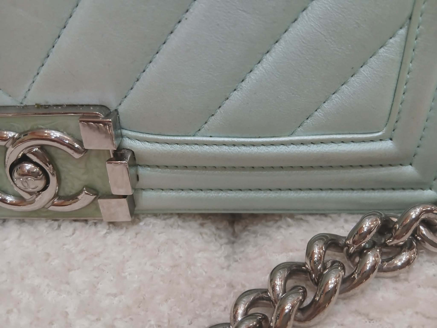 Chanel Leboy Chevron Iridescent Green Old Medium Series 25