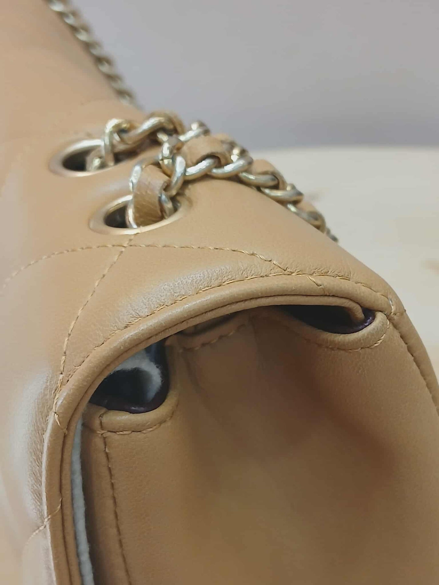 Chanel Diamond CC Chain Brown Caramel Lambskin Flap Bag Series 18