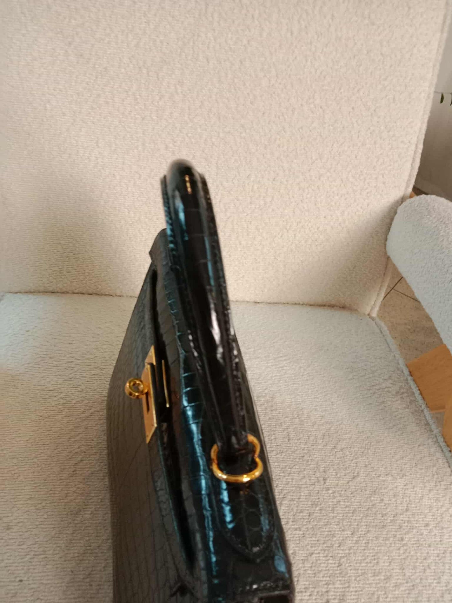 Hermes Kelly 28 Crocodile Noir Stamp S Circle 1989