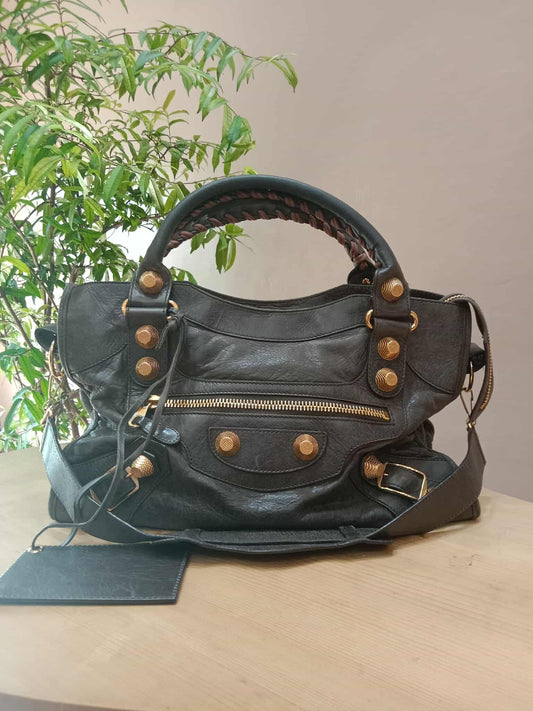 Balenciaga Giant City Bag Distressed Lambski Black