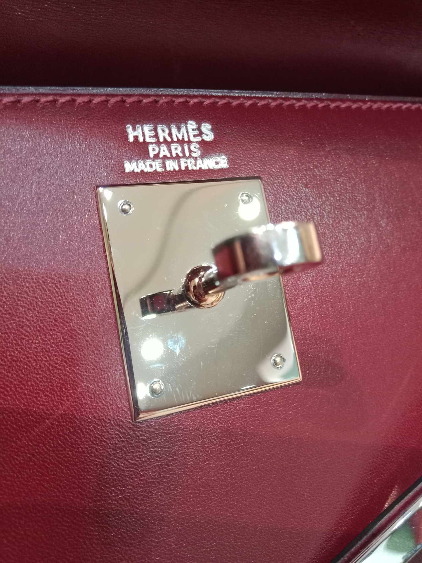 Hermes Kelly 32 Rouge Boxcalf Stamp E Square 2001