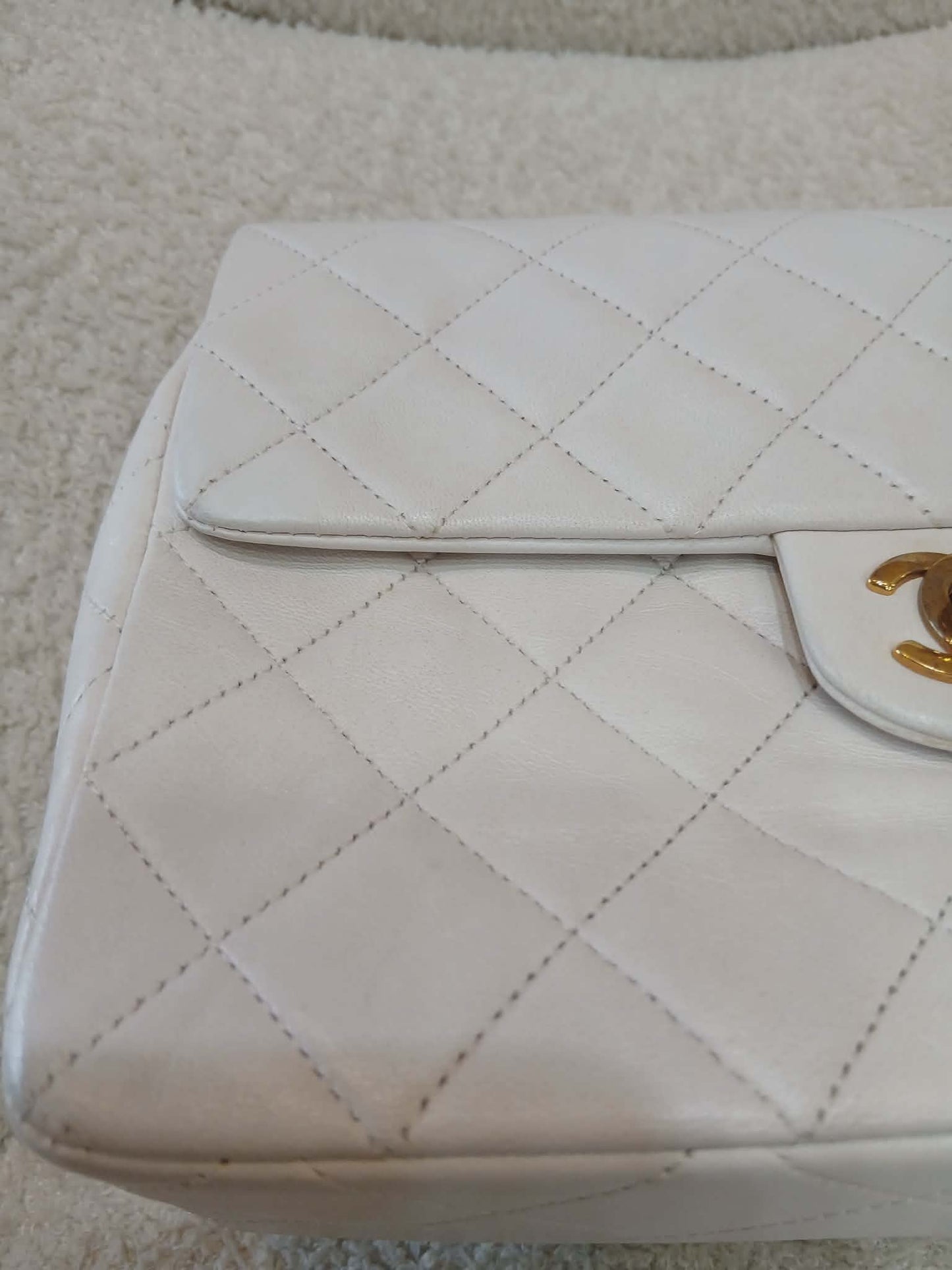 Chanel Matelasse Lambskin Vintage Flap White Series 1