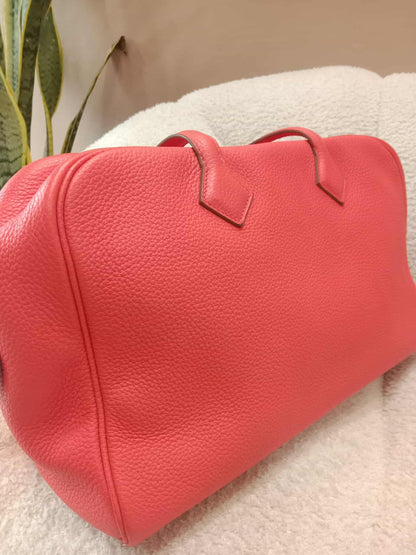 Hermes Victoria 35 Rose Jaipur Clemence Stamp R Square 2014